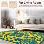 Bold Teal Floral Symmetry Rug