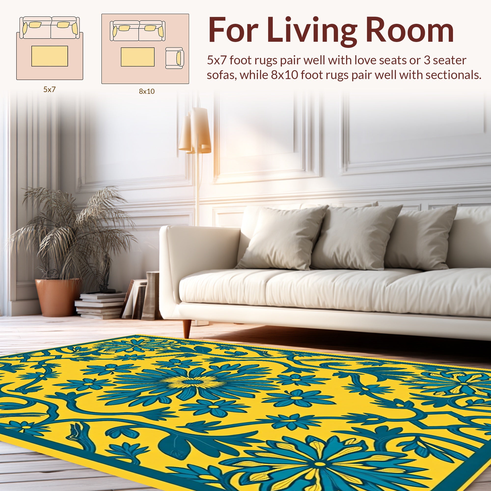 Bold Teal Floral Symmetry Rug