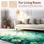 Ethereal Teal Floral Vine Pattern Rug