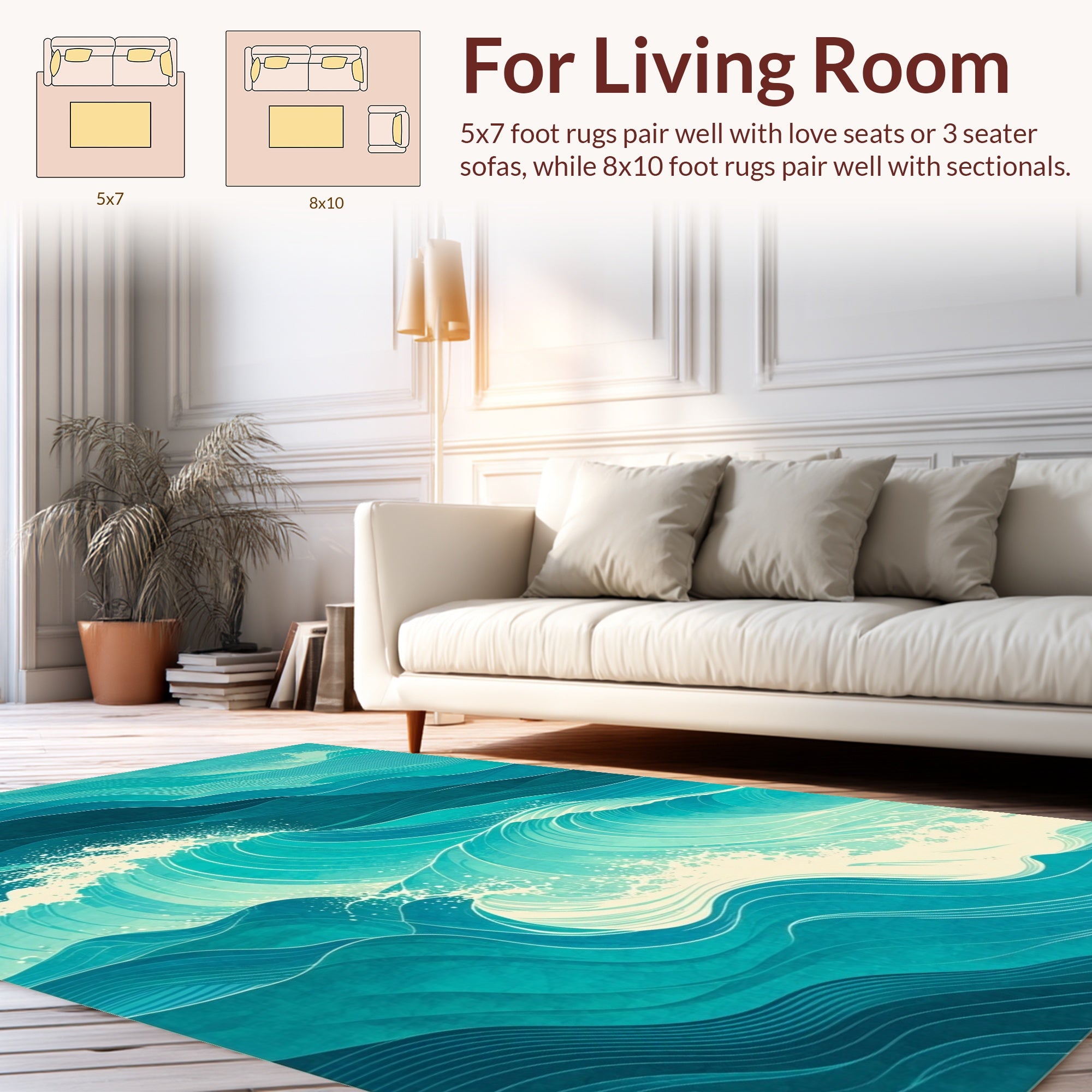 Ocean Wave Inspired Abstract Artwork Rug
