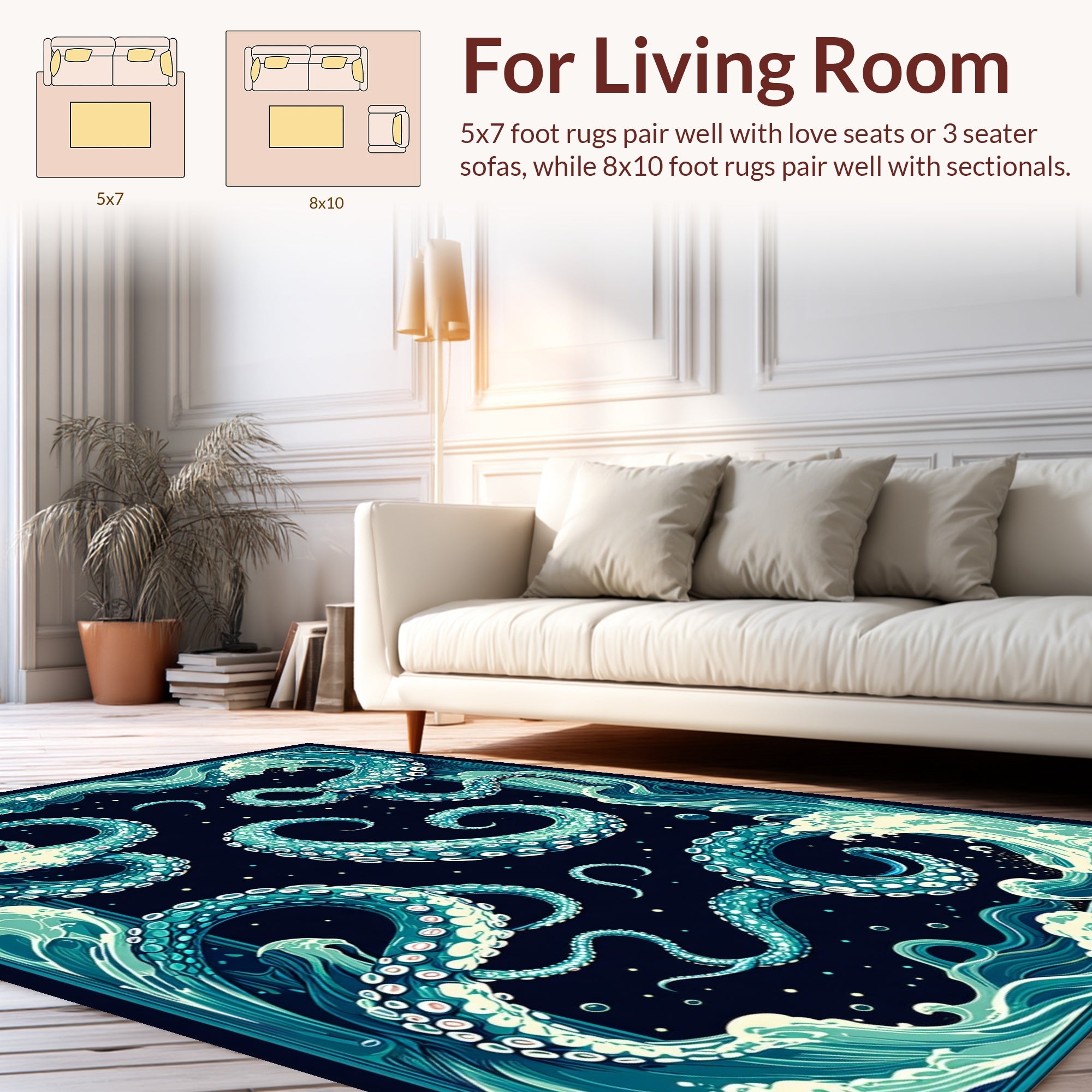 Oceanic Tentacles Waves Rug