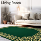 Elegant Ochre Floral Scroll Border Rug