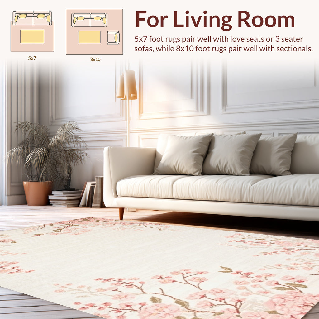 Delicate Pink Blossom Branches Rug