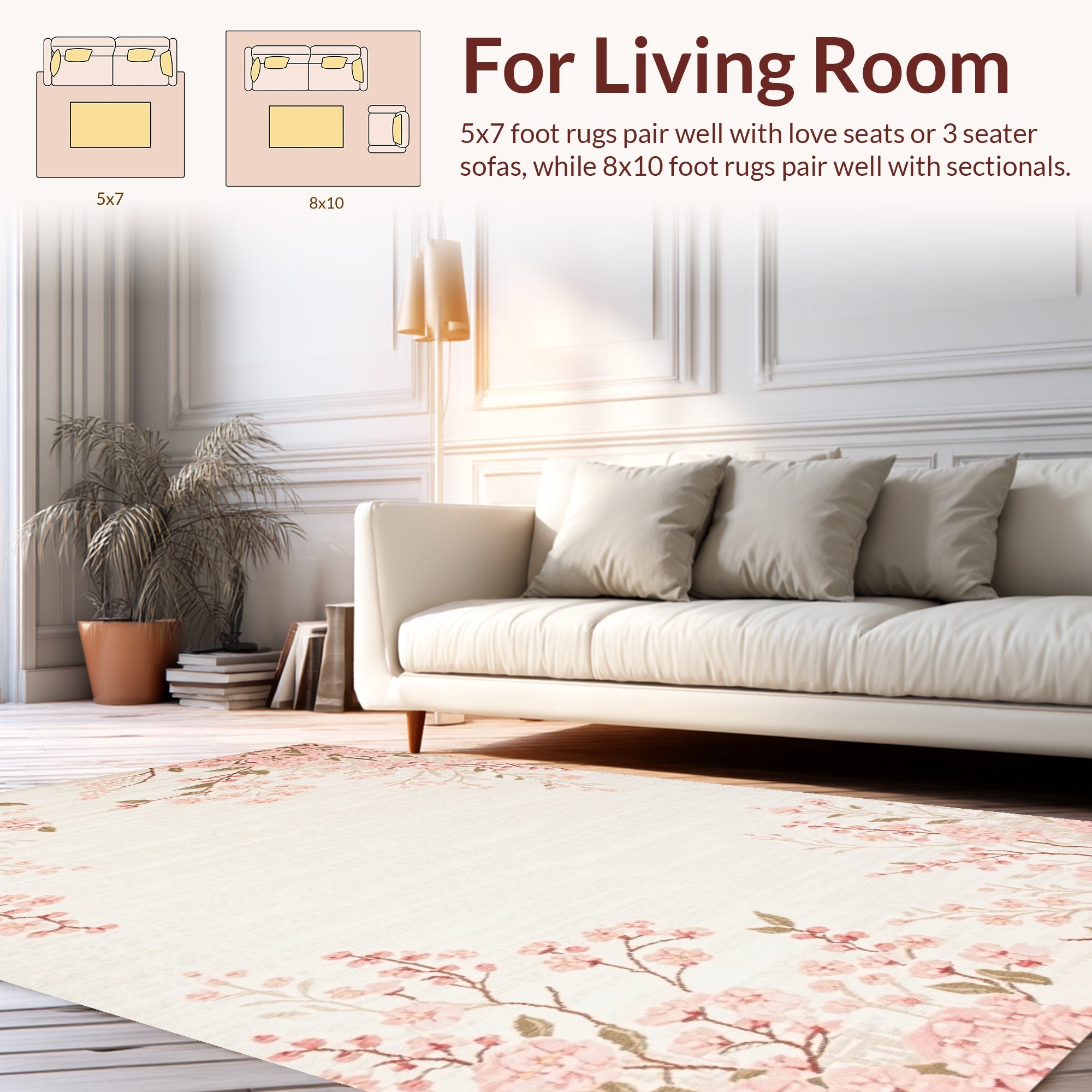 Delicate Pink Blossom Branches Rug