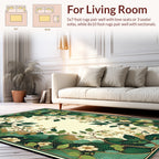 Emerald Green Floral Golden Accent Rug