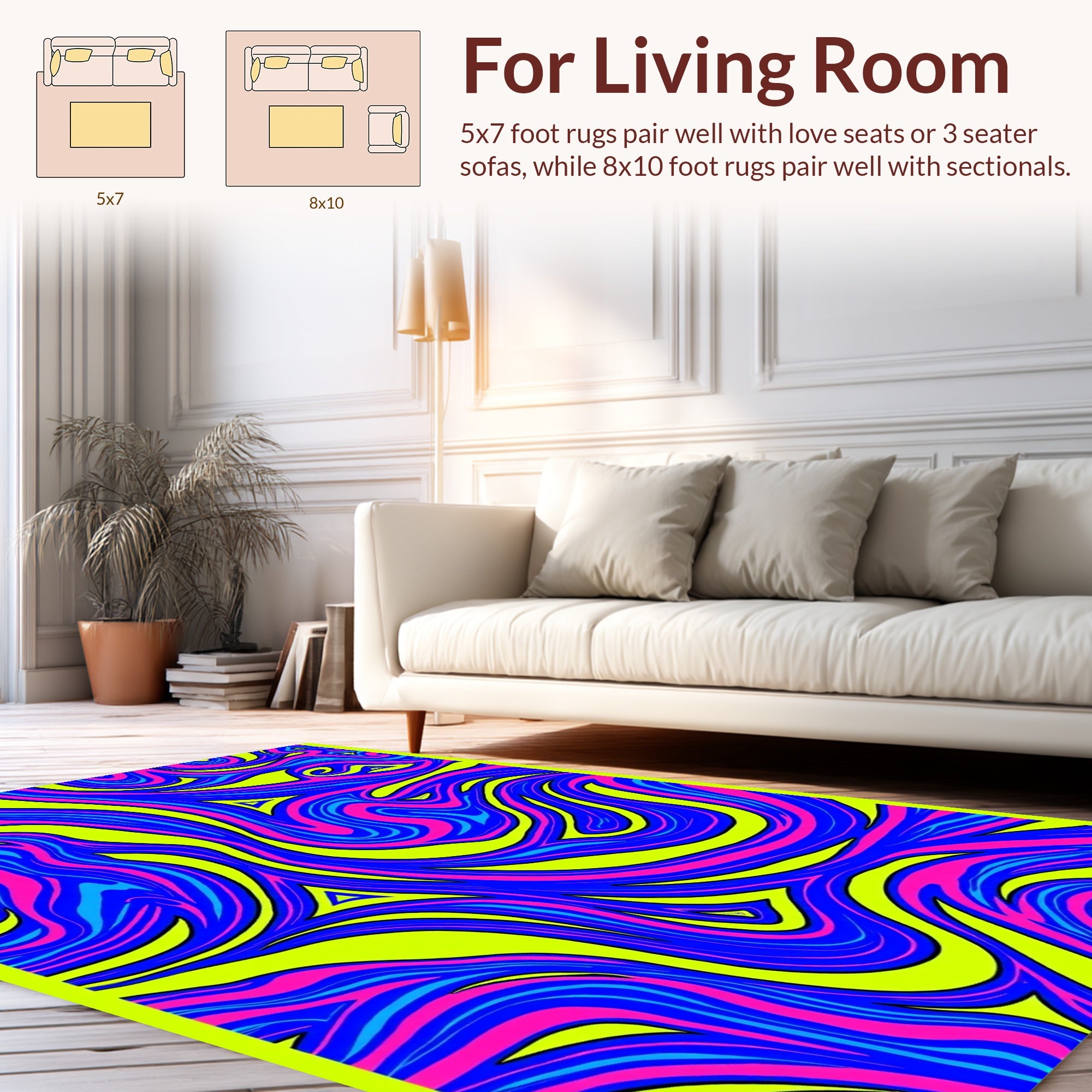 Vibrant Swirl Flow Pattern Rug