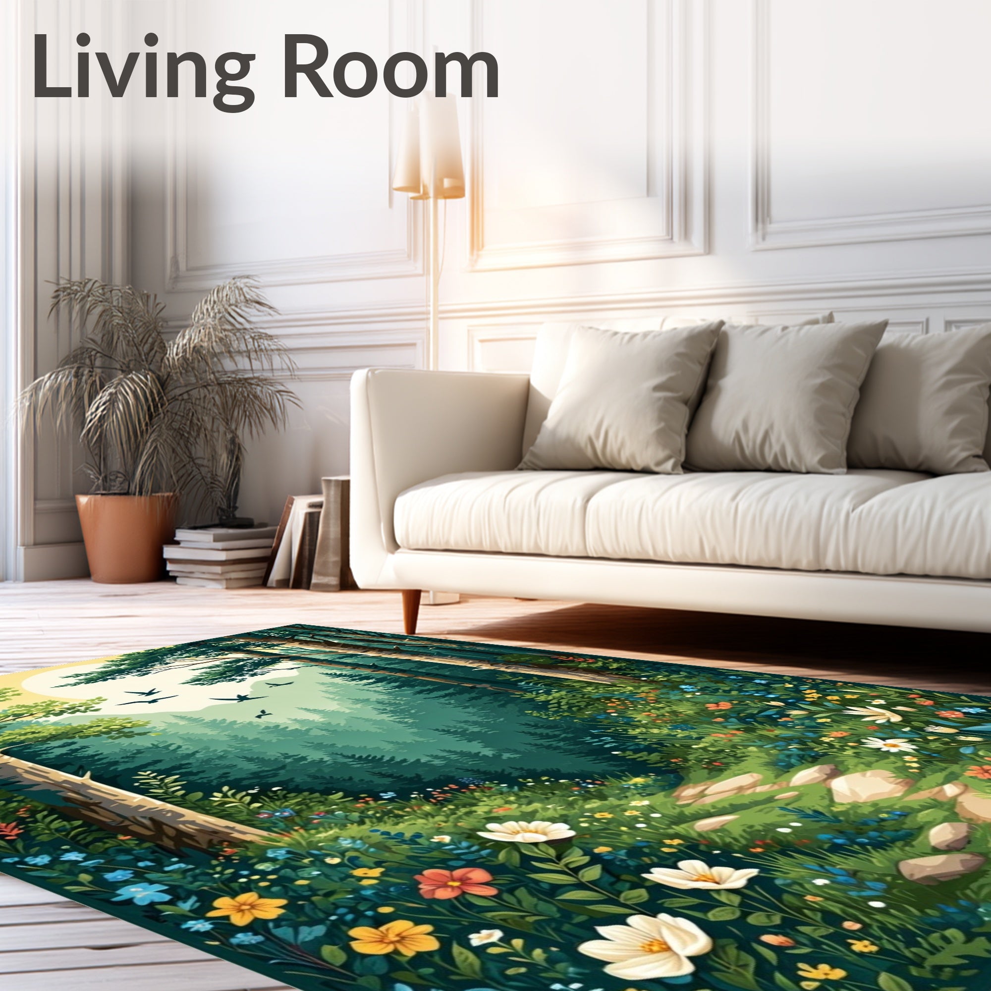 Enchanted Woodland Path Floral Rug
