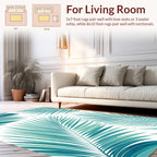 Tropical Teal Palm Fronds Pattern Rug