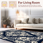 Dark Ivory Floral Inlay Mandala Pattern Rug