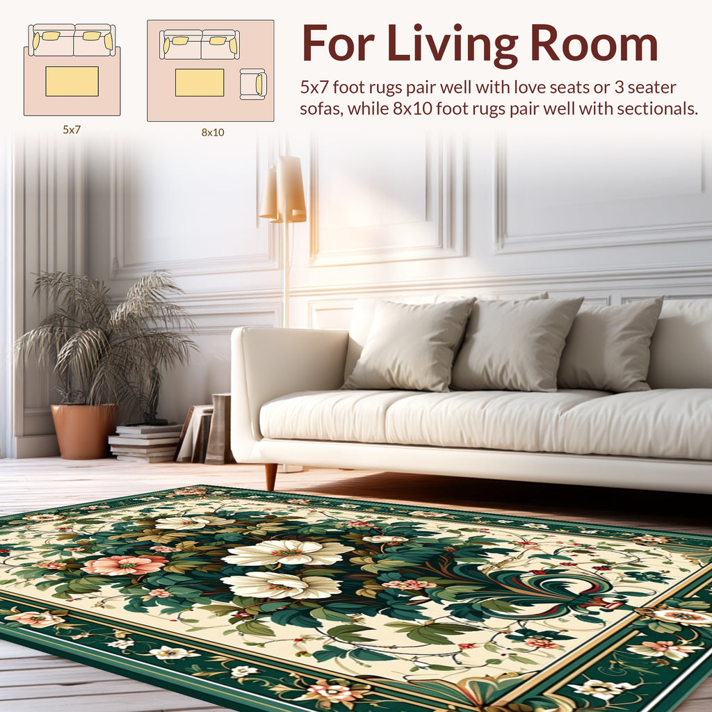 Classic Floral Garden Tapestry Design Rug