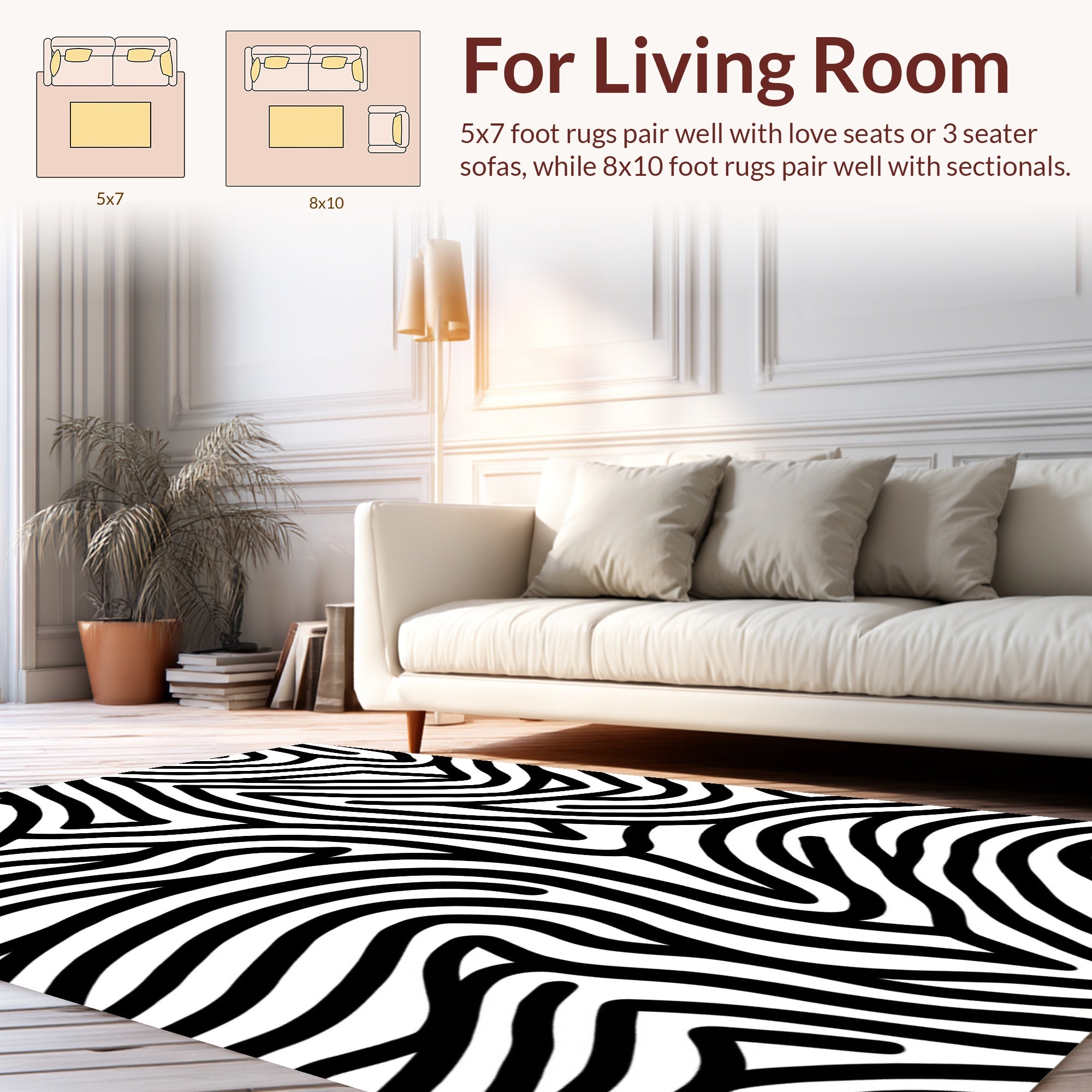 Abstract Zebra Stripe Pattern Rug