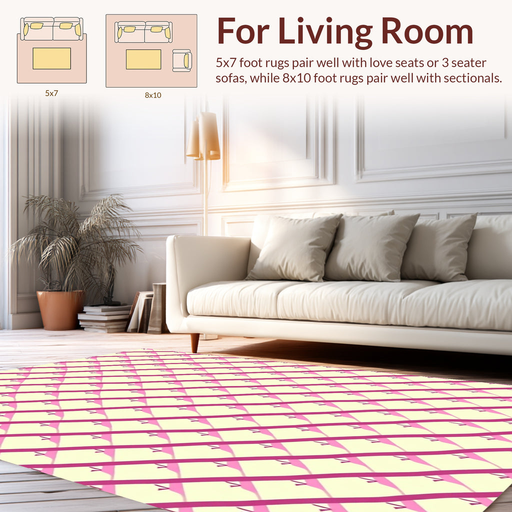 Pink Diagonal Stripes Pattern Rug