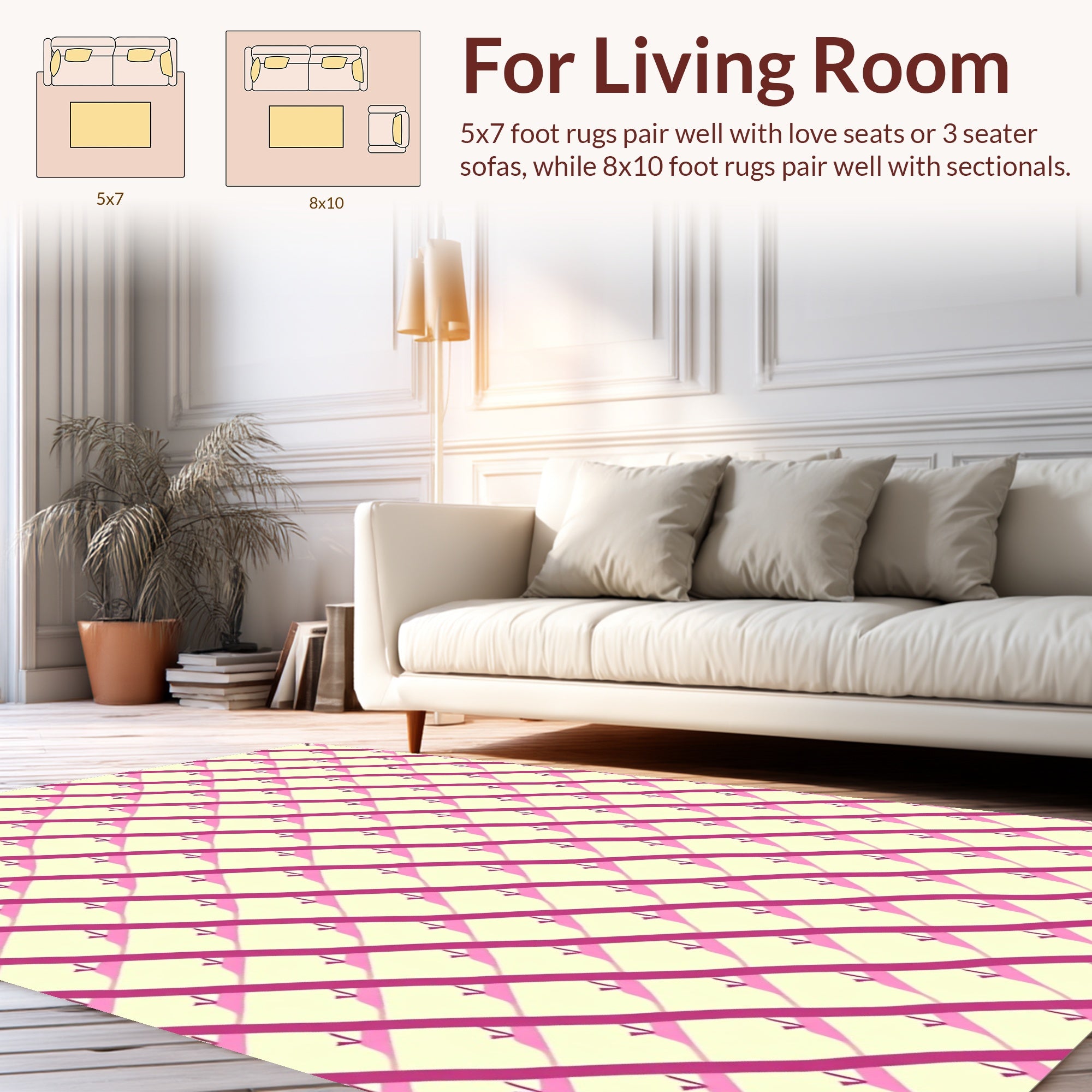 Pink Diagonal Stripes Pattern Rug