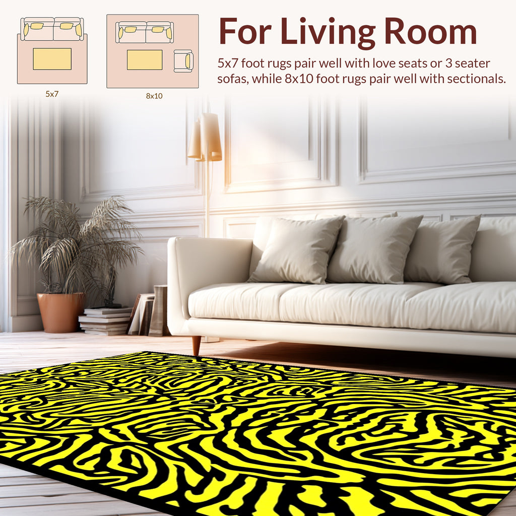 Vibrant Yellow Zebra Stripe Abstract Rug