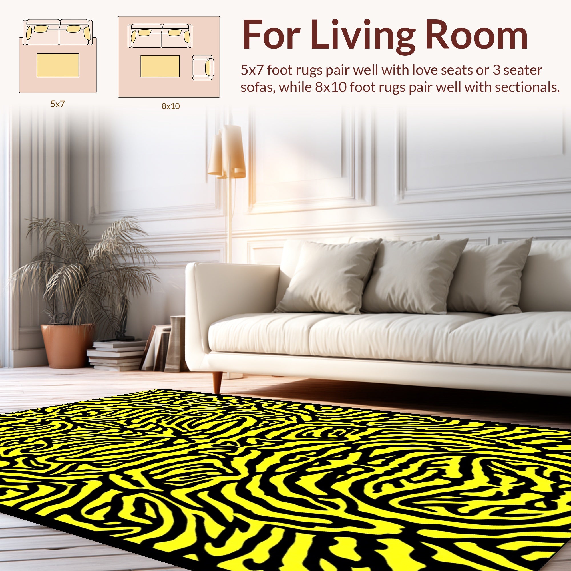 Vibrant Yellow Zebra Stripe Abstract Rug