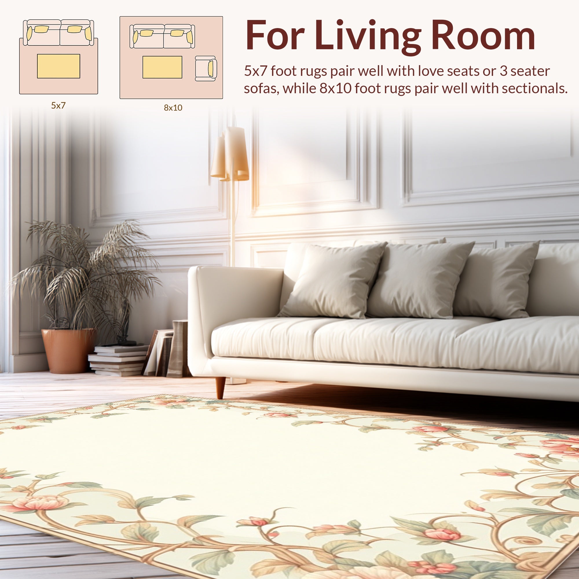 Vintage Floral Vine Design Rug