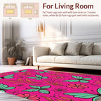 Pink Butterflies Flowers Pattern Rug