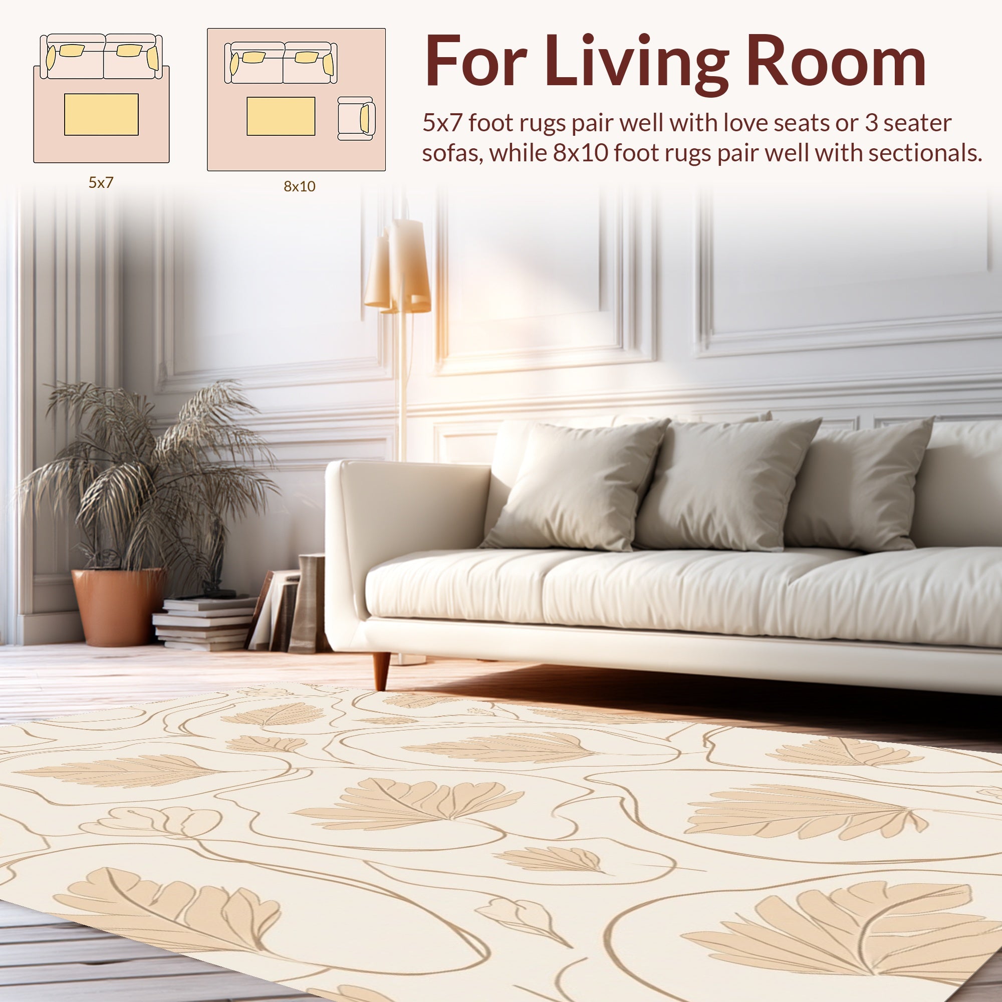 Abstract Botanical Leaf Outline Rug