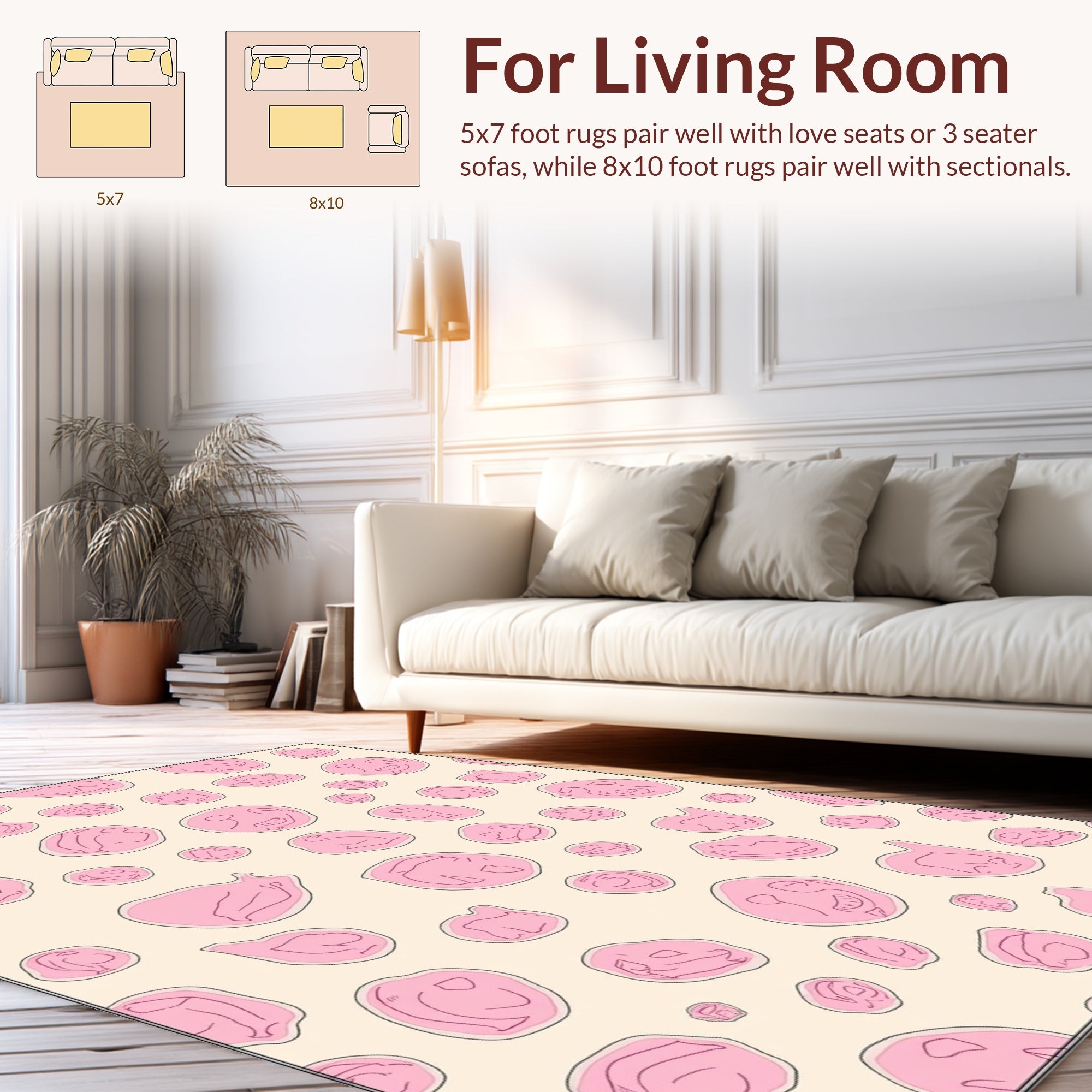 Pink Blob Monsters Pattern Rug