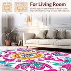 Vivid Mandala Pink Teal Yellow Pattern Rug