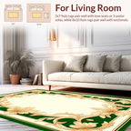 Elegant Gold Floral Scroll Design Rug