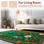 Emerald Garden Beetle Floral Tapestry Rug