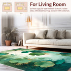 Emerald Lotus Botanical Watercolor Design Rug