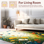 Whimsical Meadow Butterflies Flowers Rug