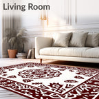 Crimson Floral Medallion Border Rug