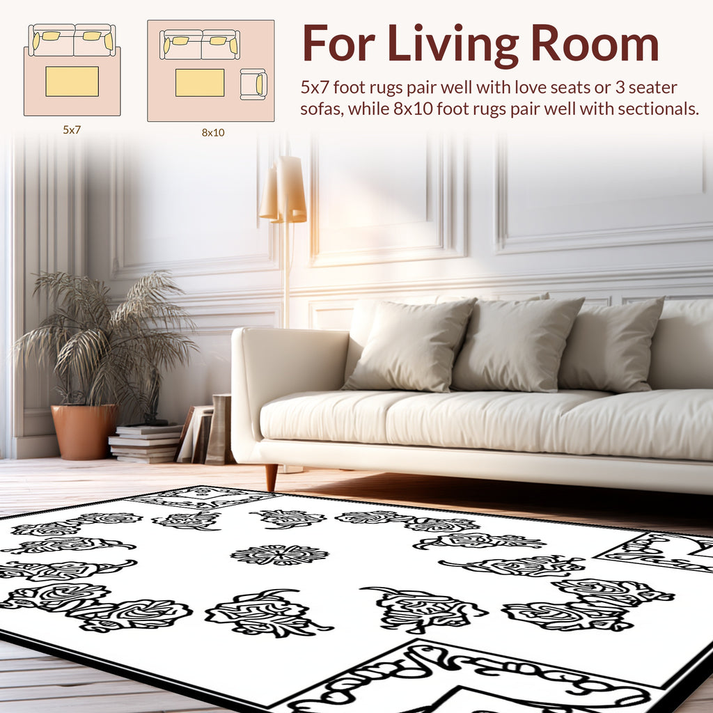 Vintage Floral Motif Frame Design Rug