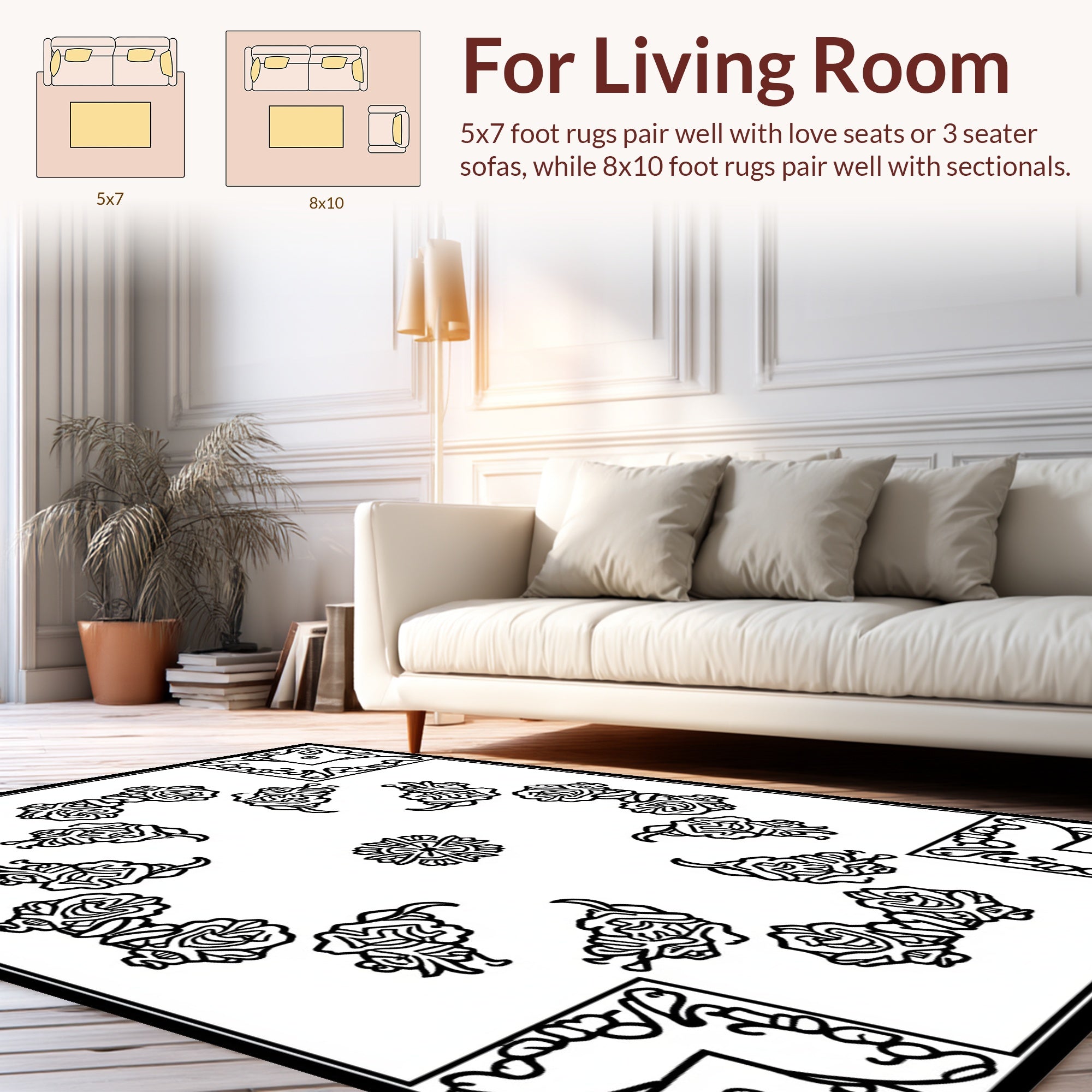 Vintage Floral Motif Frame Design Rug