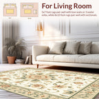 Ornate Floral Medallion Botanical Border Rug