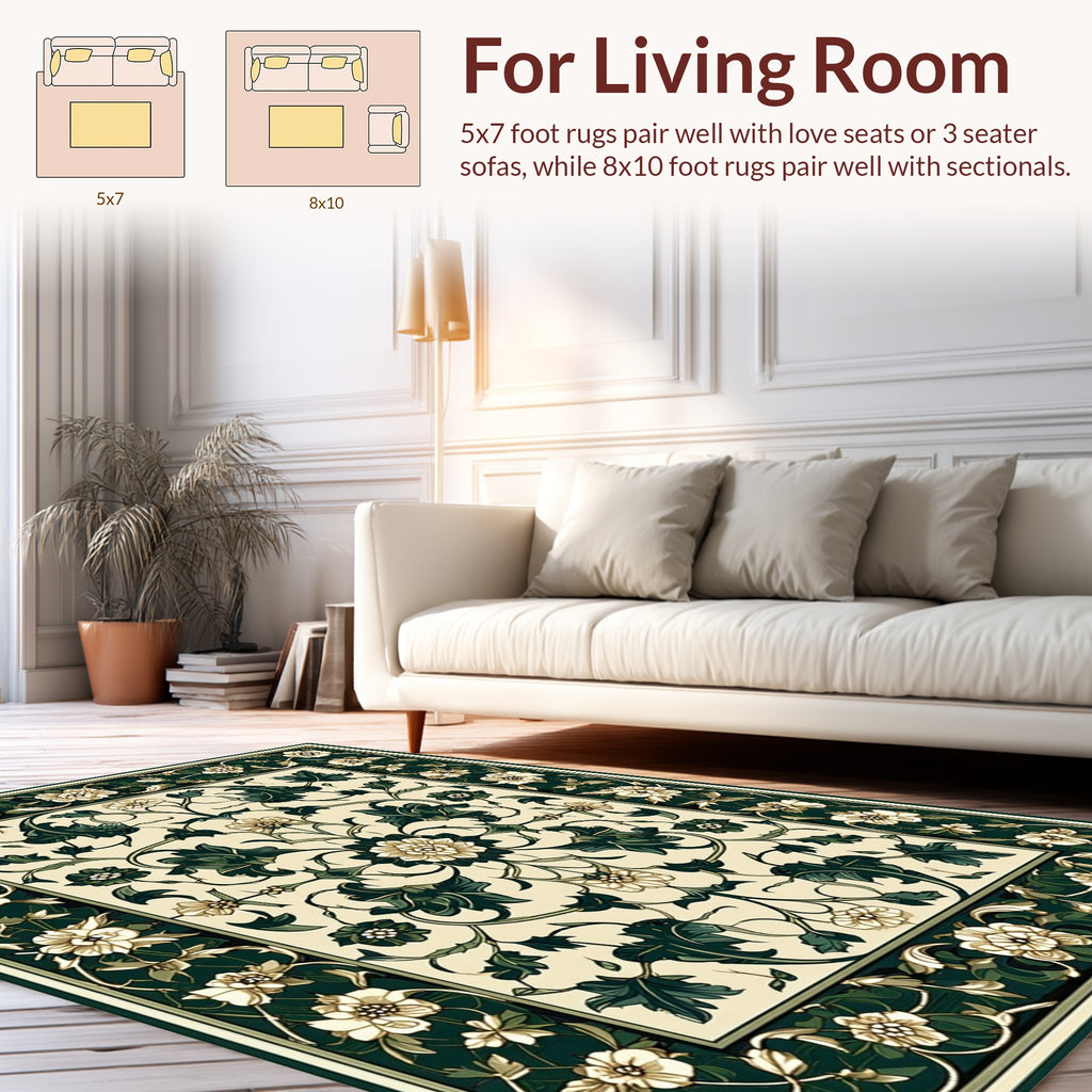 Ornate Floral Vine Pattern Rug