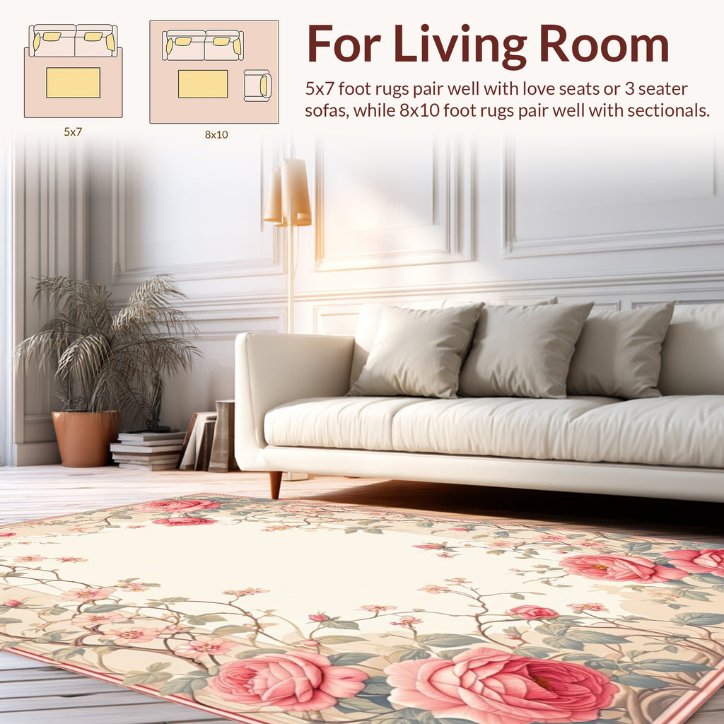 Vintage Garden Rose Floral Pattern Rug