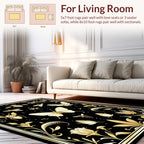 Golden Insects and Floral Art Rug