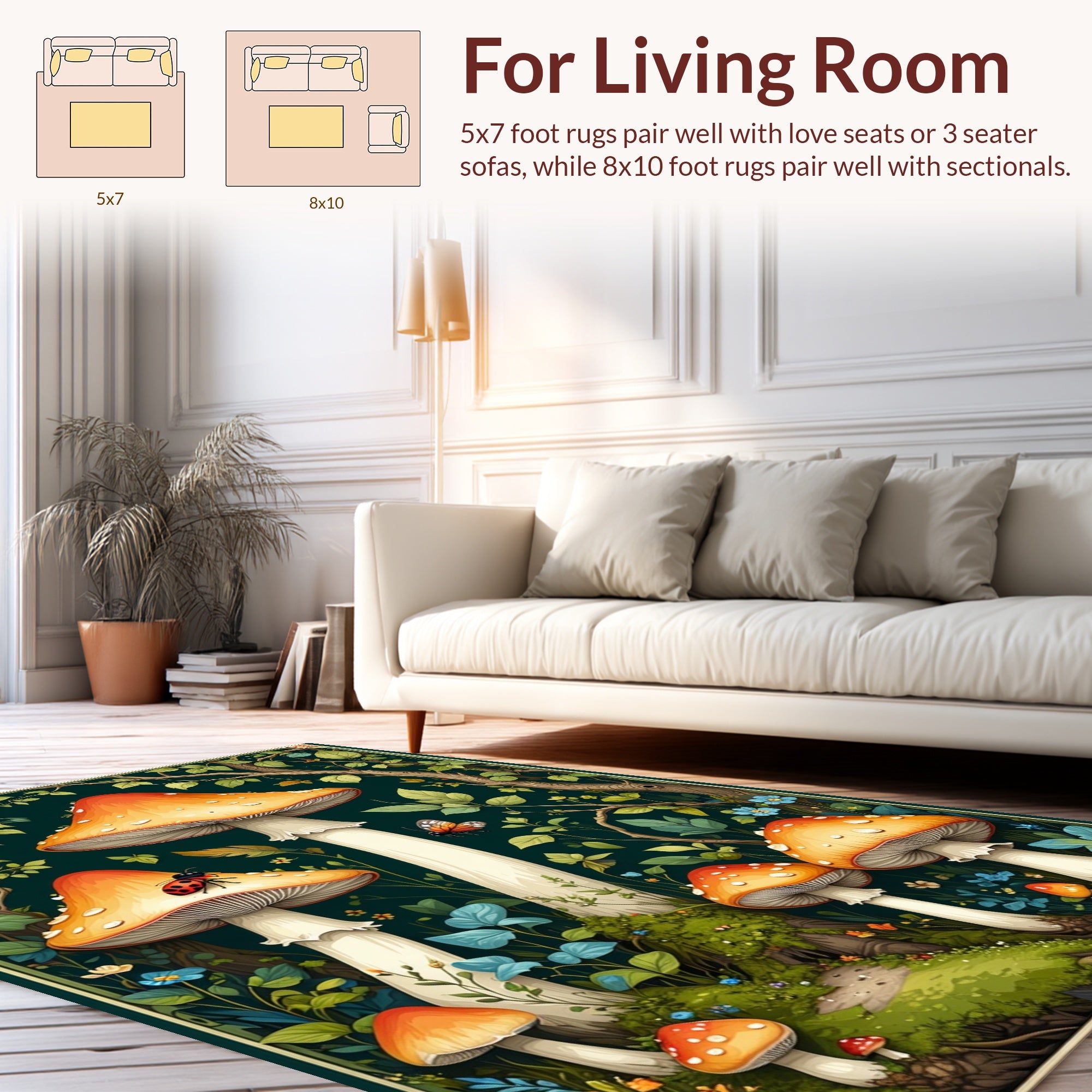 Enchanted Mushroom Forest Garden Design Rug