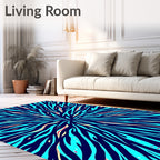 Radiating Blue Zebra Stripe Blast Rug