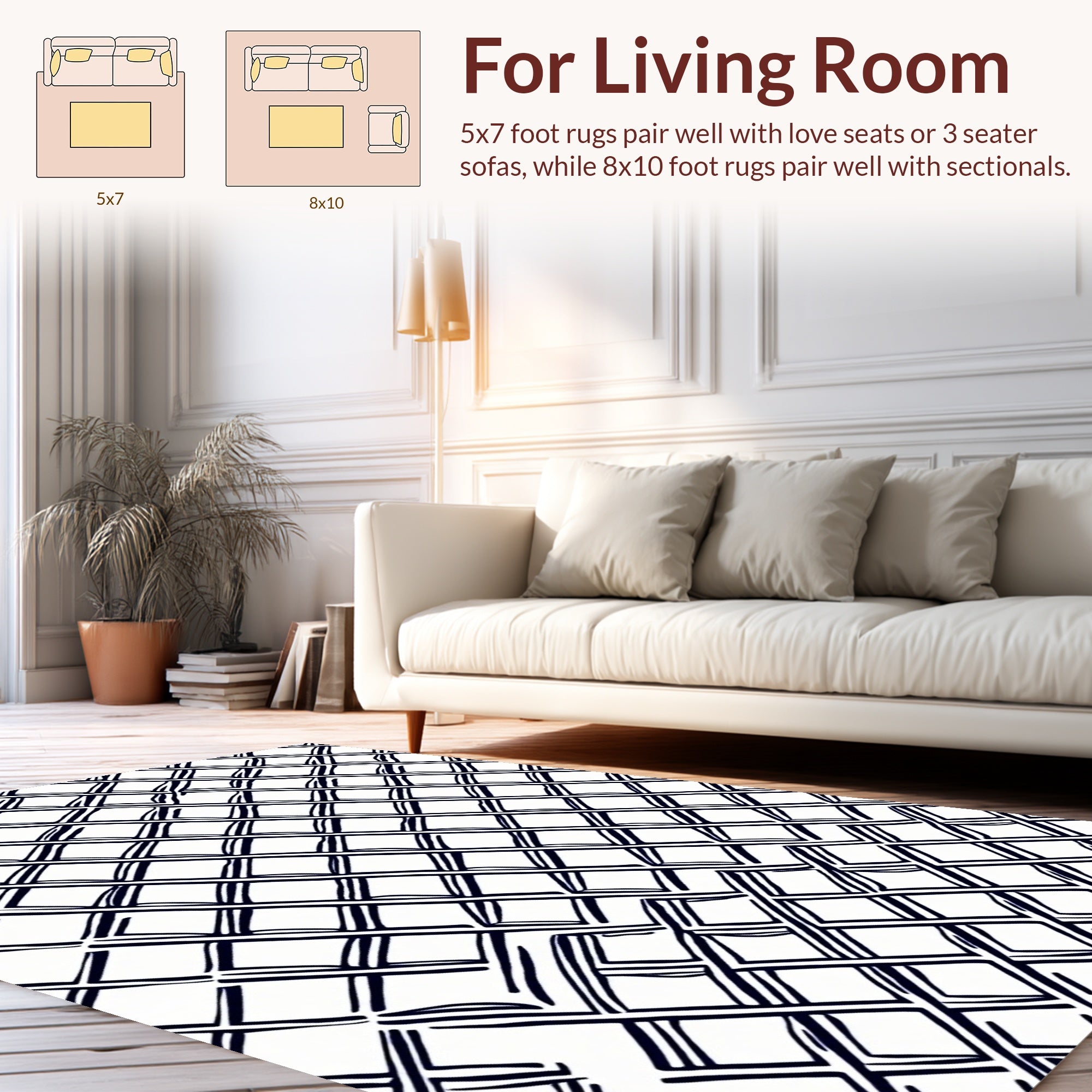 Hand Drawn Diamond Pattern Rug