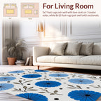 Dazzling Blue Floral Pattern Design Rug