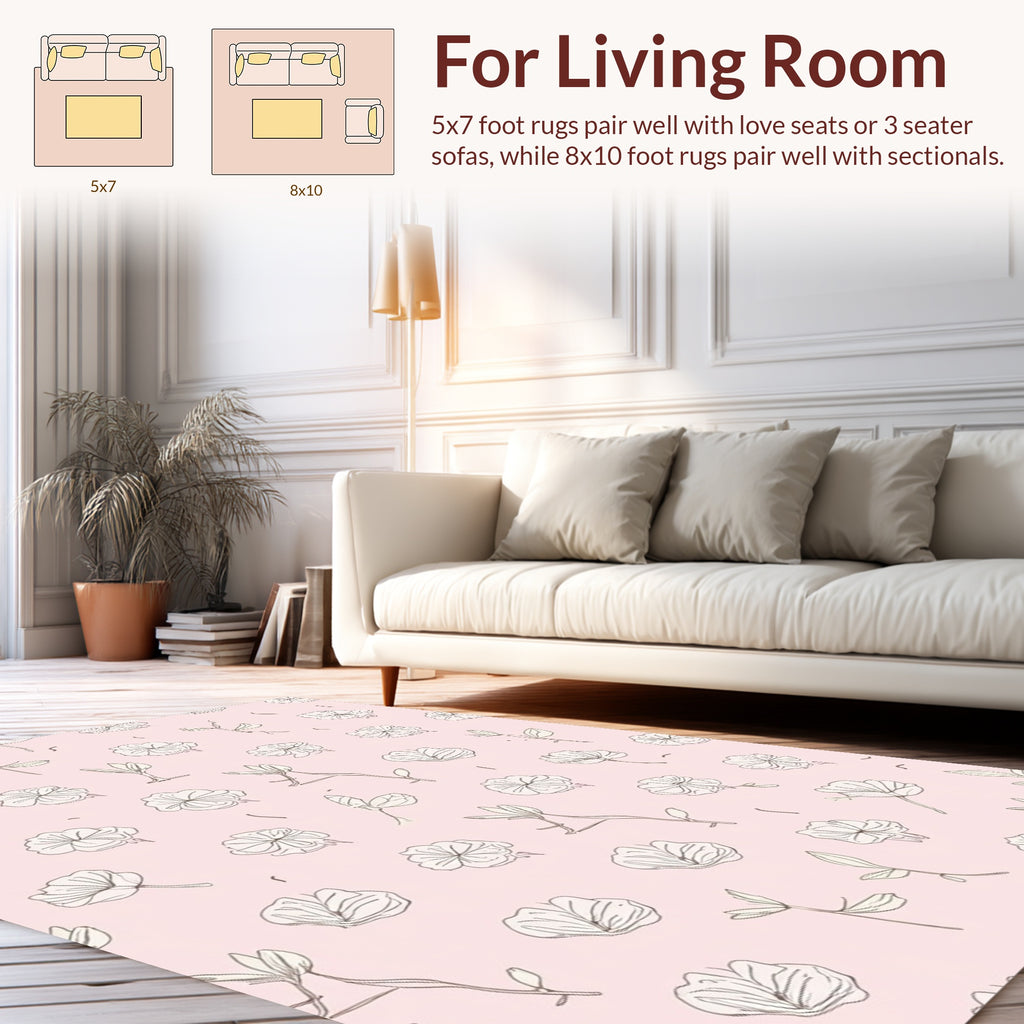 Delicate Floral Sketch Pattern Rug