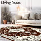 Rich Brown and Cream Floral Medallion Rug