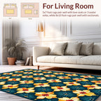 Floral Quatrefoil Dark Blue Pattern Rug
