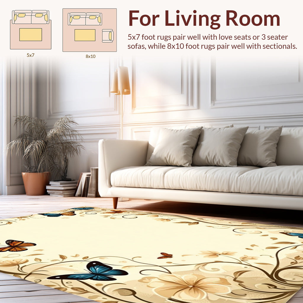 Floral Butterfly Vine Cream Rug