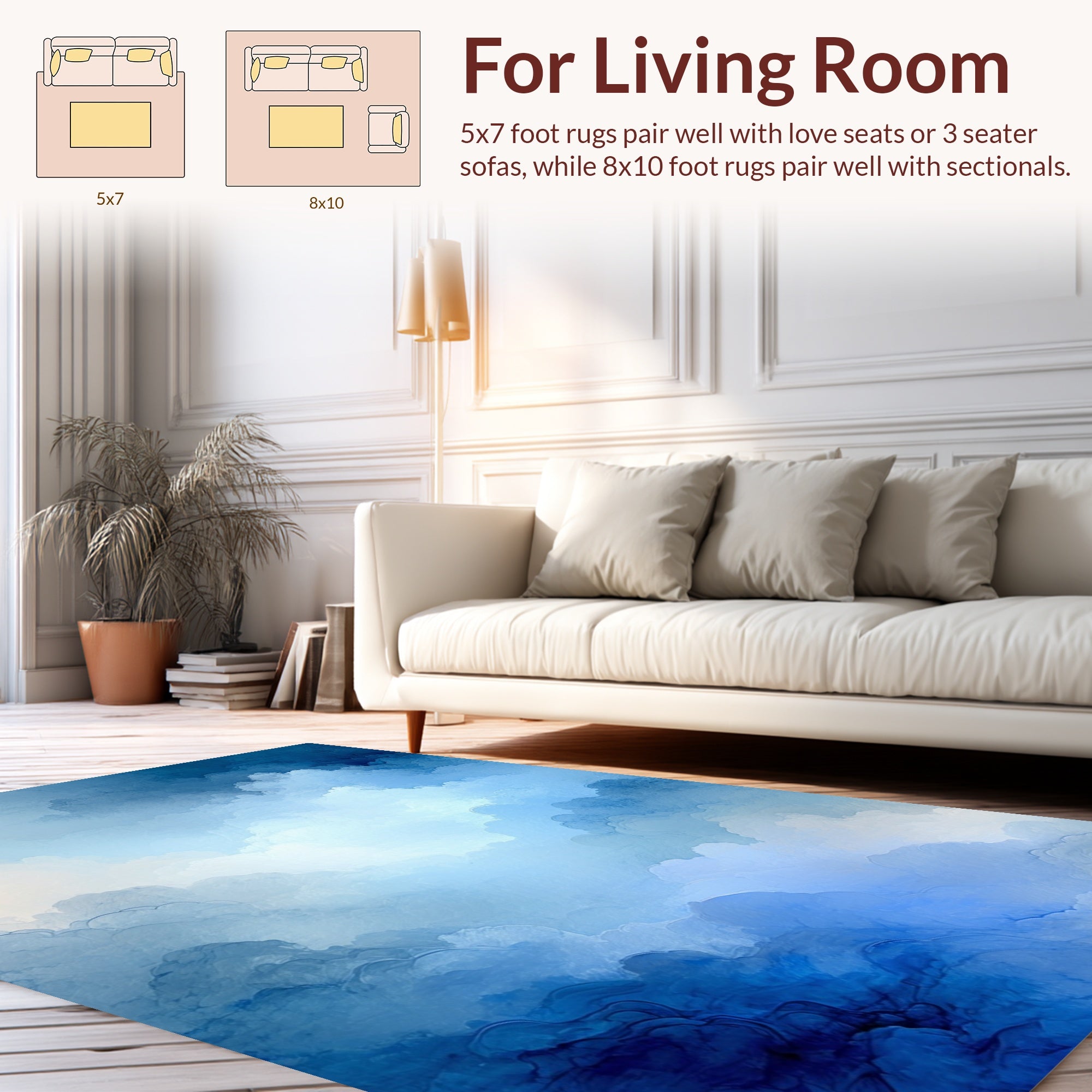 Dreamy Blue Cloudscape Pattern Rug
