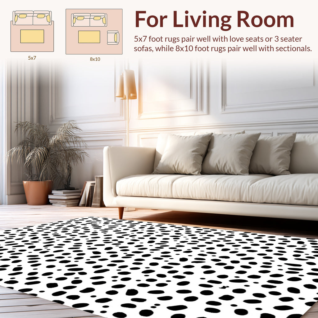 Black White Textured Dot Design Rug
