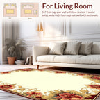 Ornate Red Gold Floral Border Rug