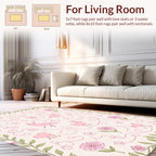 Whimsical Pink Animals Blossom Pattern Rug