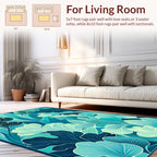 Abstract Teal Leaf Pattern Rug
