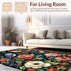 Vibrant Birds Flowers Garden Rug