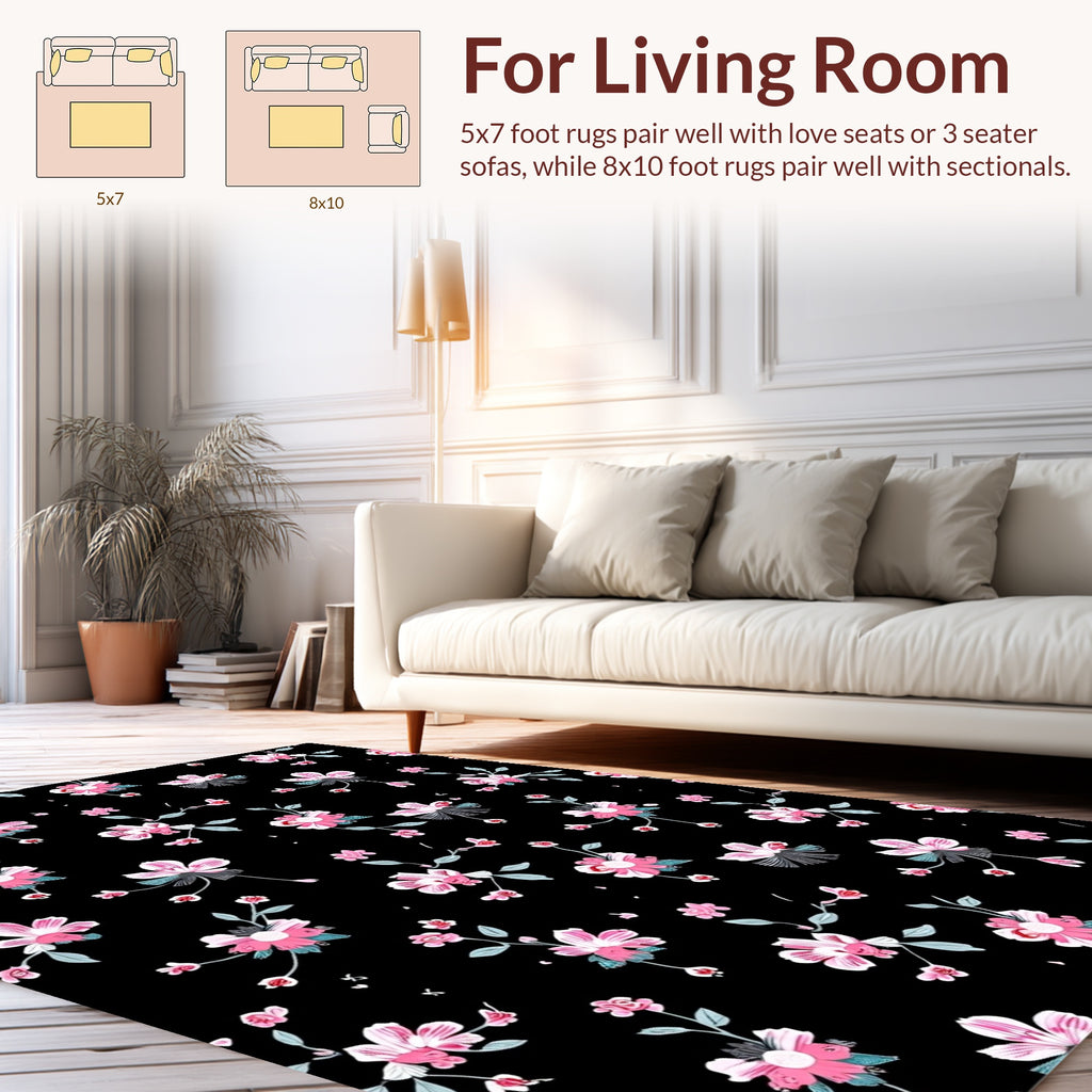 Delicate Pink Blossom Pattern Rug